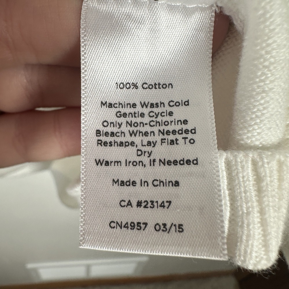 Talbots 100% Cotton Cable Knit Turtleneck Size Medium White Long Sleeve Classic - Picture 5 of 5